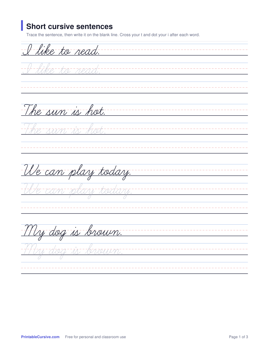 Cursive sentences preview