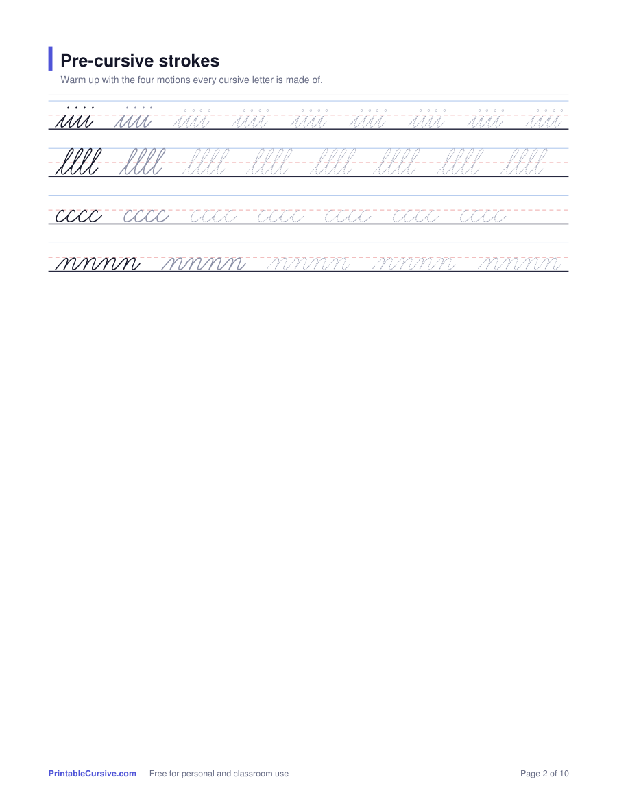 Preview of the First year cursive starter pack worksheet